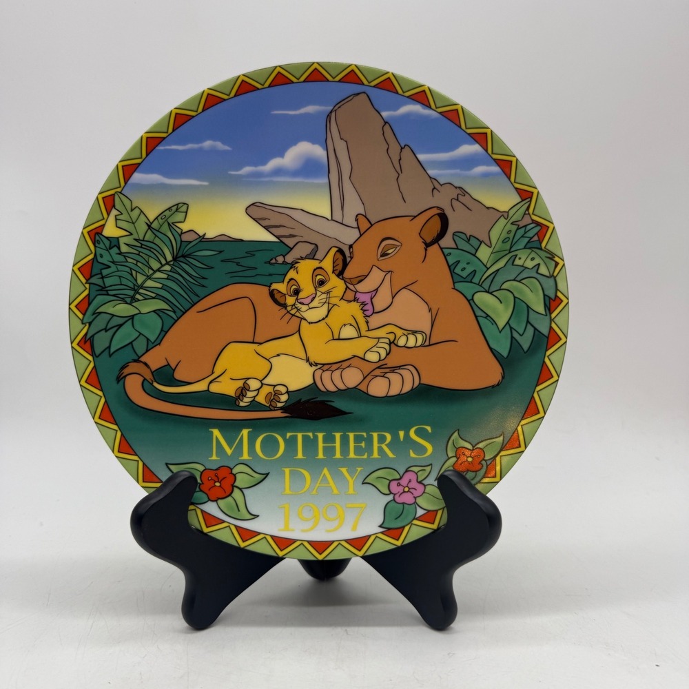 Disney Grolier Mother's Day 1997 Collector Plate Lion King Simba Sarabi Vintage